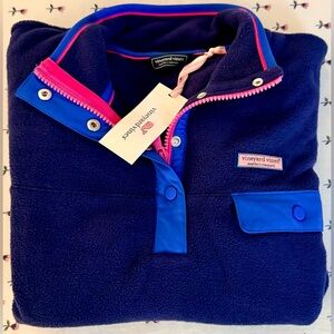 Vineyard Vines Harbor Fleece 1/4 Zip - Nautical Blue - Women’s XS - New
